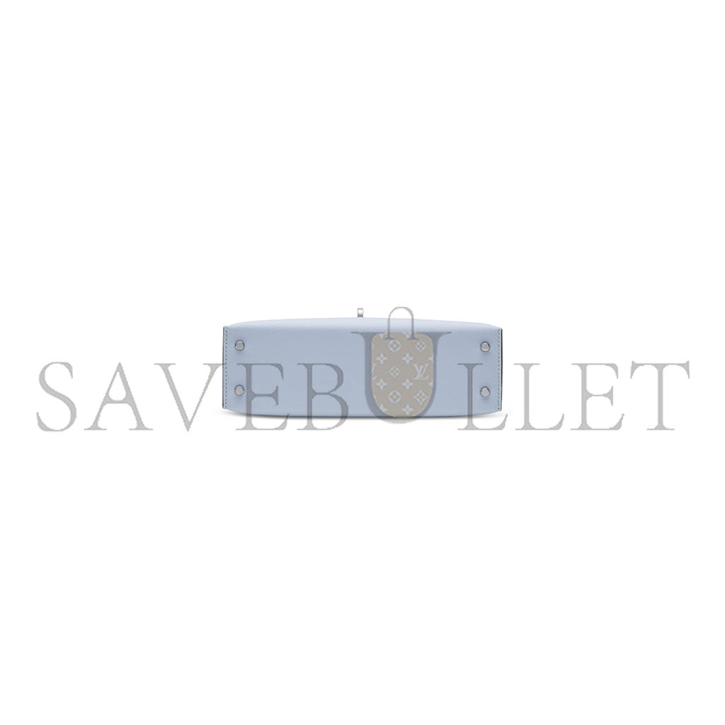 HERMÈS MASTER HAZE BLUE AND IMPERIAL GREEN AND SESAME EPSOM LEATHER TRICOLOR MINI KELLY 20 II WITH PALLADIUM HARDWARE (19*12*5.5cm)